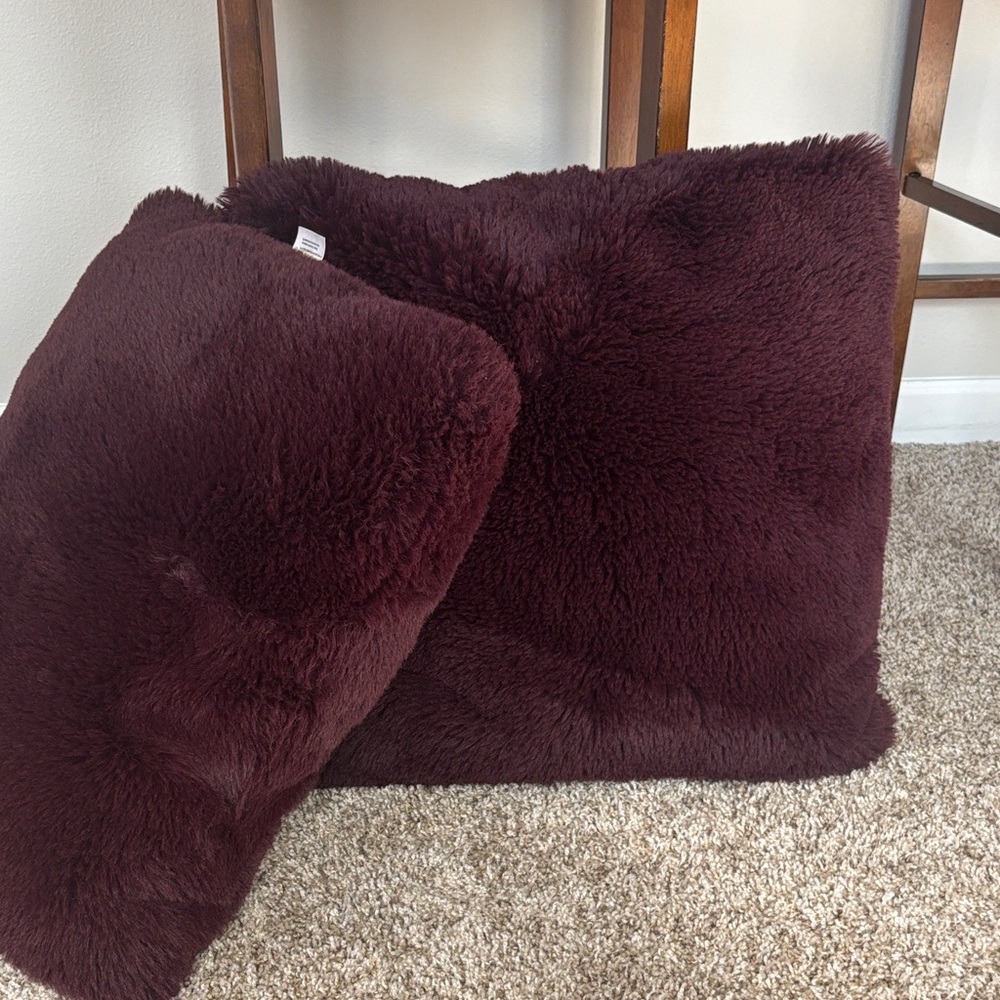 Plush Burgundy Throw Pillows